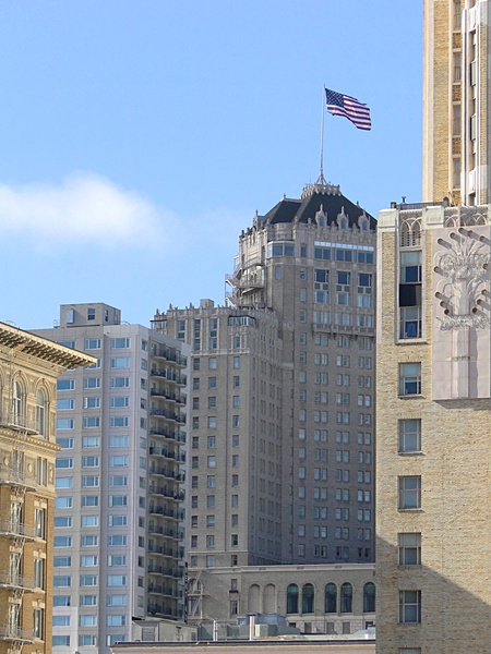 City Skyline with Flag