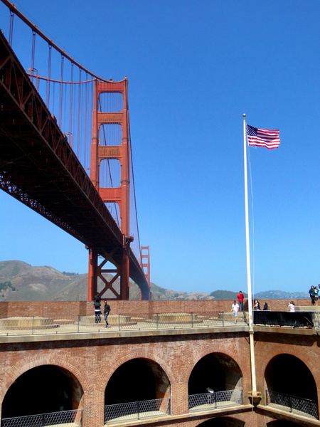 Iconic Golden Gate Bridge and San Francisco Skyline
