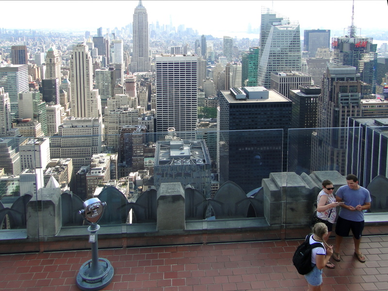 An Elevated View of the New York City Skyline from an Observation Deck