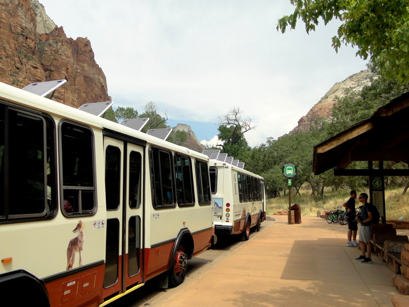 Awaiting Passengers at the Bus Stop in Zion National Park