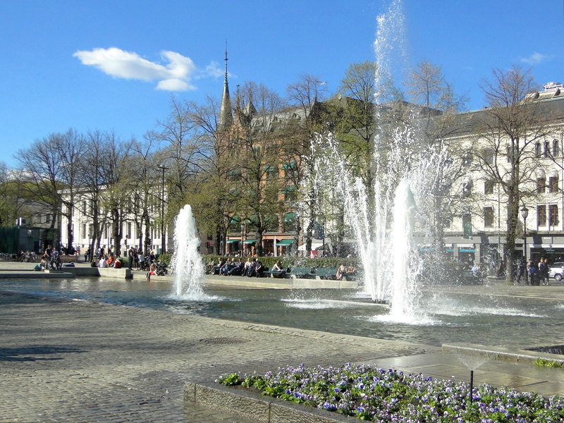 City Fountain on a Sunny Day