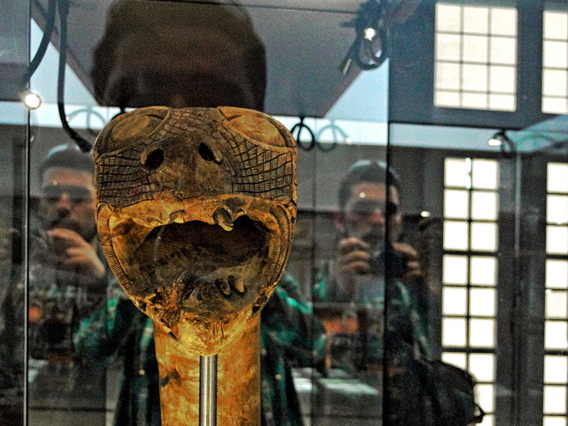 An Ancient Facial Mask on Display in a Museum