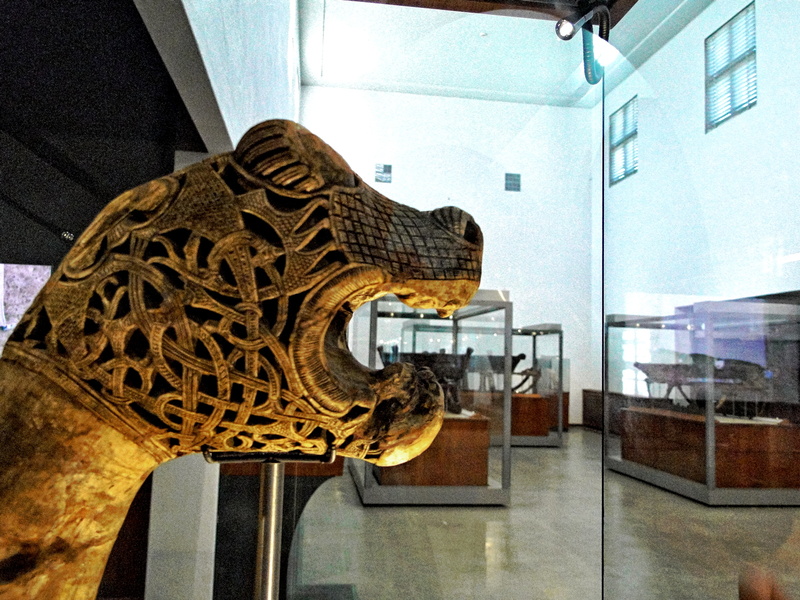 Ancient Viking Bear Carving on Display in a Museum