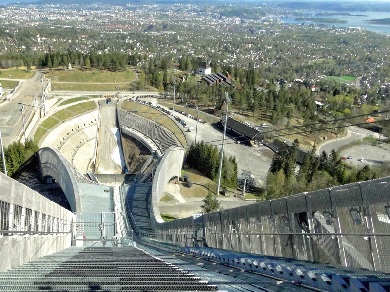 Oslo's Ski Jump and Olympic Stadium from Above