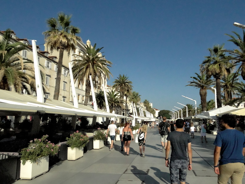 A lively beachside boardwalk in Split, Croatia