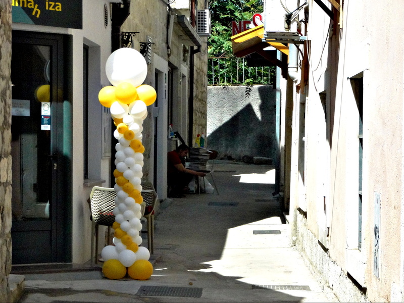 Setup for a Celebration on a European Street