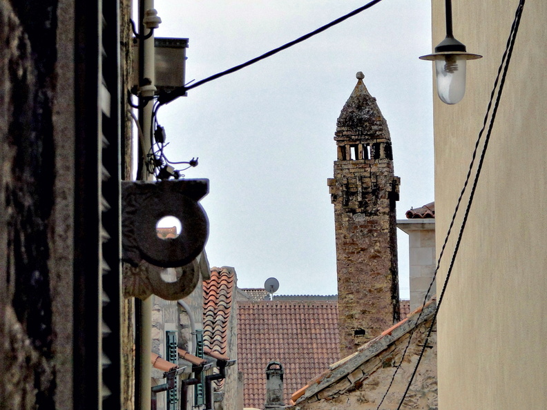 Historic Building and Church Bell Tower, Hvar, Croatia