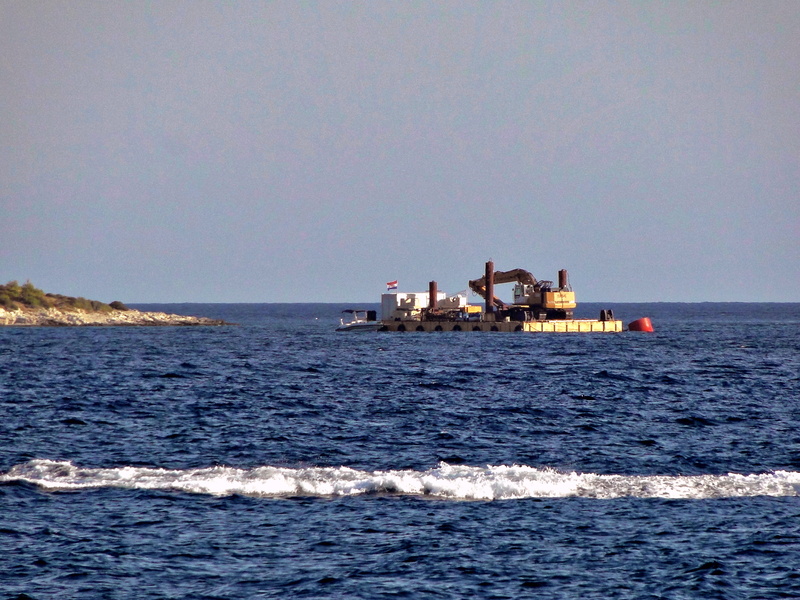 Industrial Boat in a Coastal Harbor