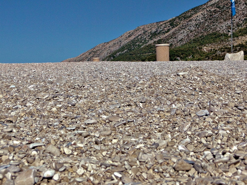 A serene pebble beach in Bolg, Croatia