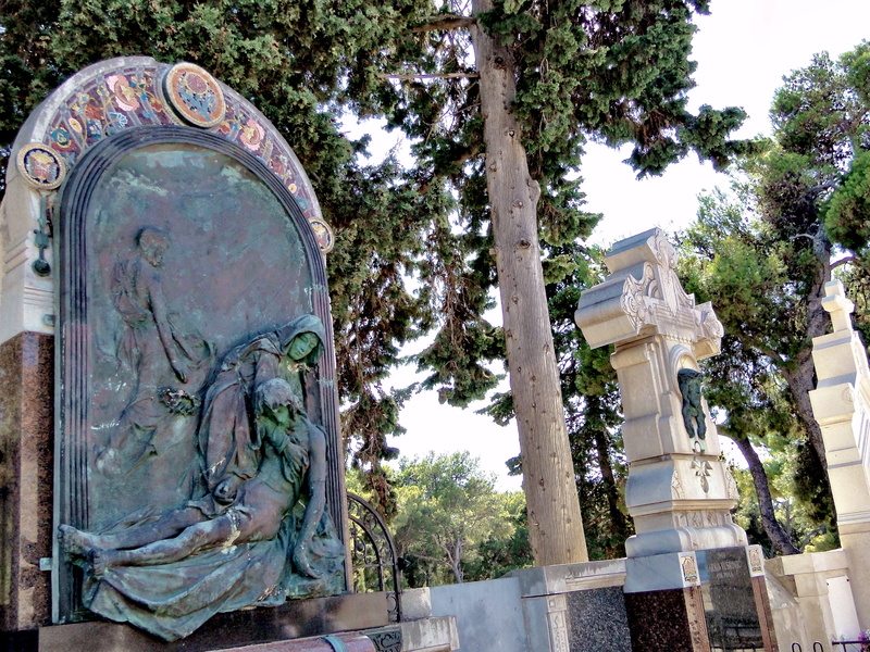 Croatian Headstone with Statue in Supetar Museum Yard