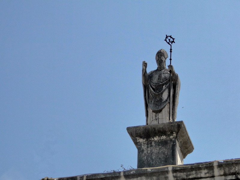 Statue of St. George at the top of a tower in Trogir, Croatia