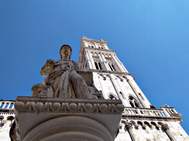 Historic Gothic Church with a Statue