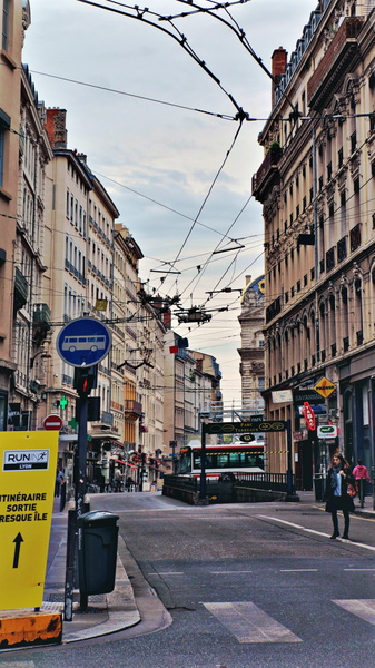 Vibrant City Life: A Street Scene in Lyon, France
