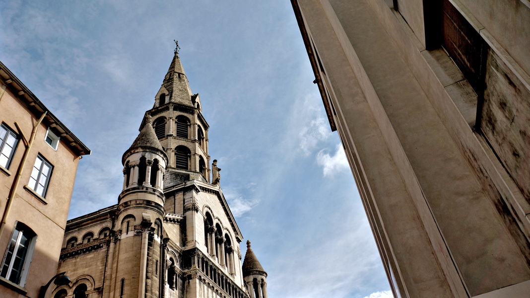 Historic Church Facade in Lyon, France