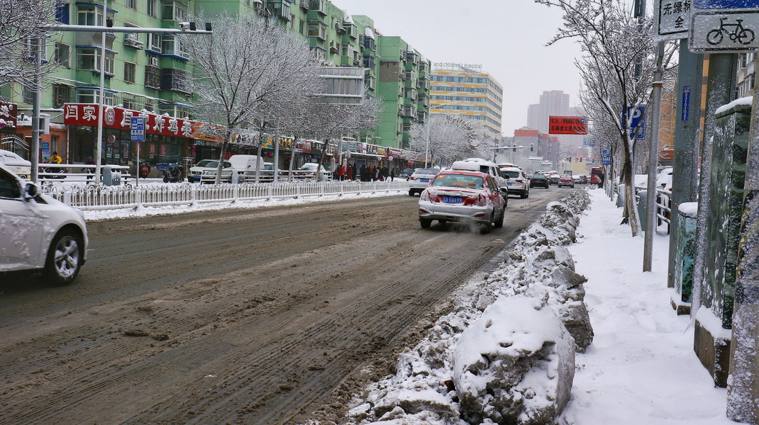 Snowy Street in Shenyang, China