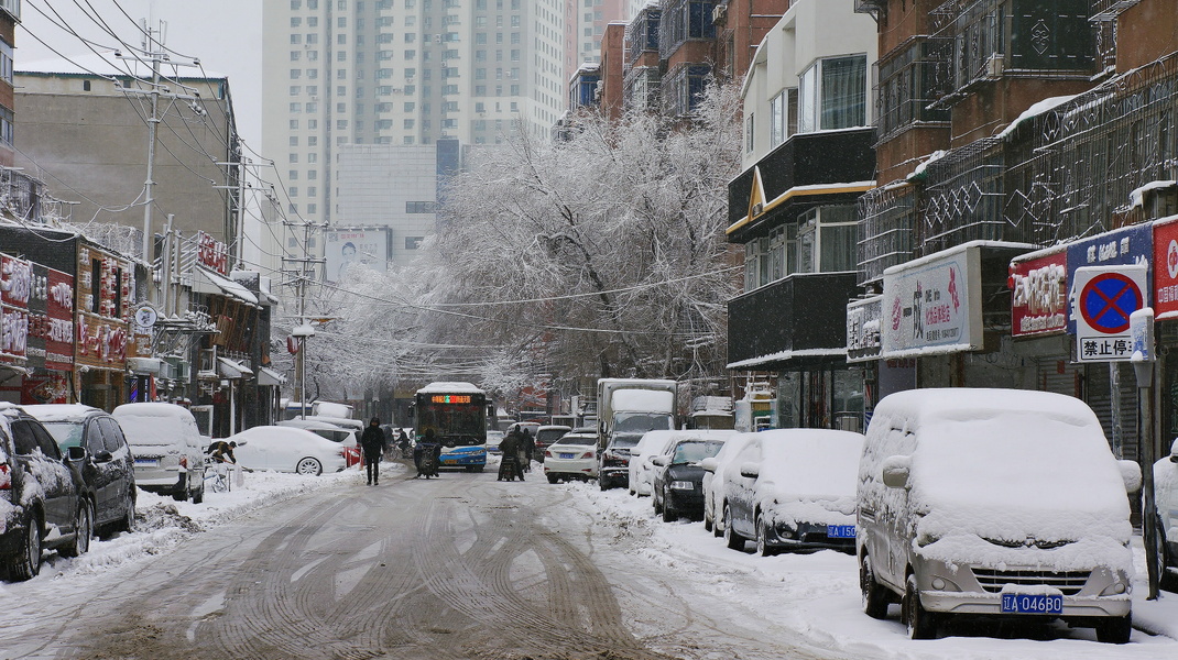 A Shenyang Street during a Snowstorm