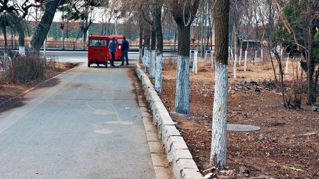 Everyday Scene in Shenyang, China: A Quiet Moment on a City Street