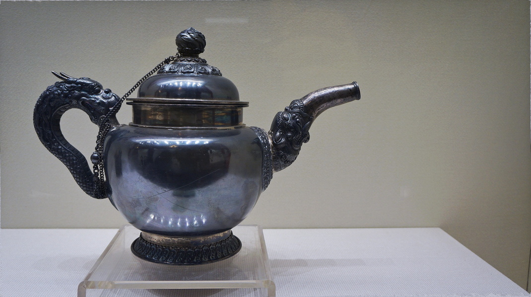 Historic Chinese Silver Teapot on Pedestal