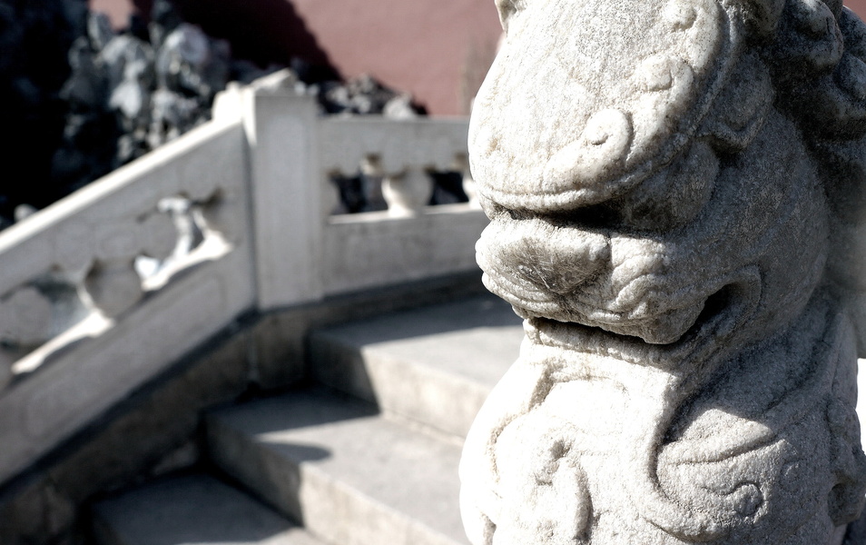 Vintage Lion Statue at Shenyang Government Building