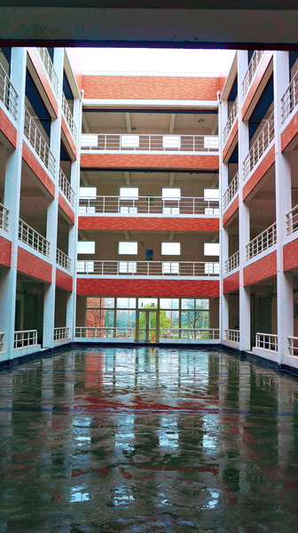 Aerial View of a Flooded Atrium