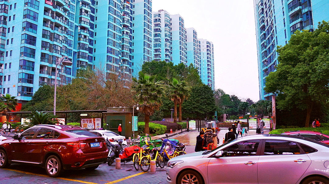 Rainy Day in a Chinese Urban Residential Area
