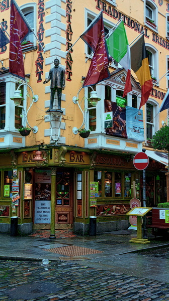 Dublin Pub with Festive Decorations