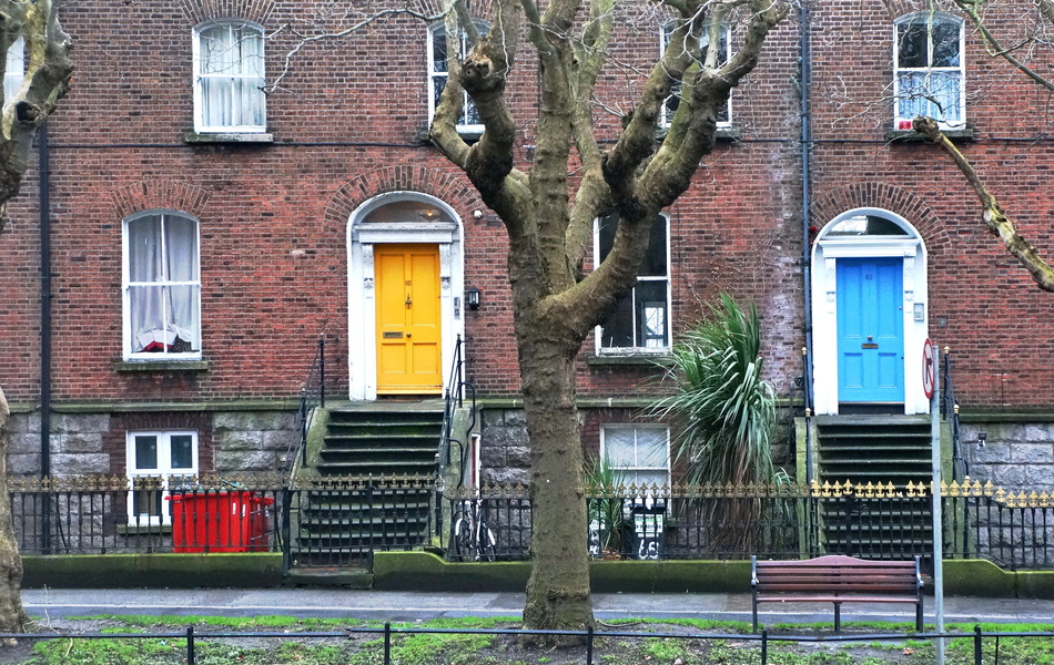 Brightly Colored Homes on a Dublin Street