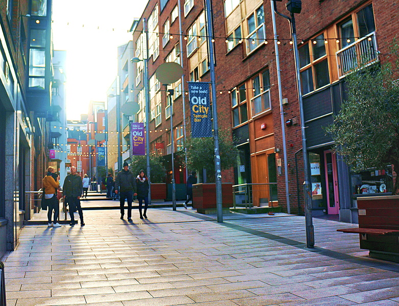 City Walkway in Daylight: A Typical Dublin Scene