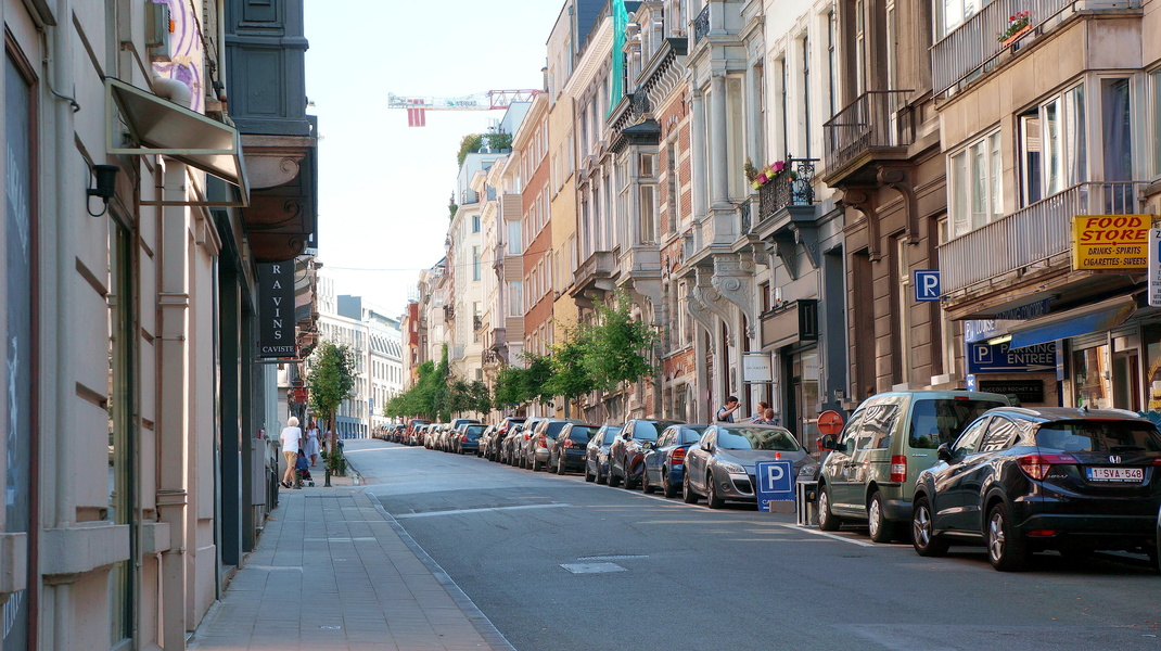 Quiet City Street in Brussels, Belgium