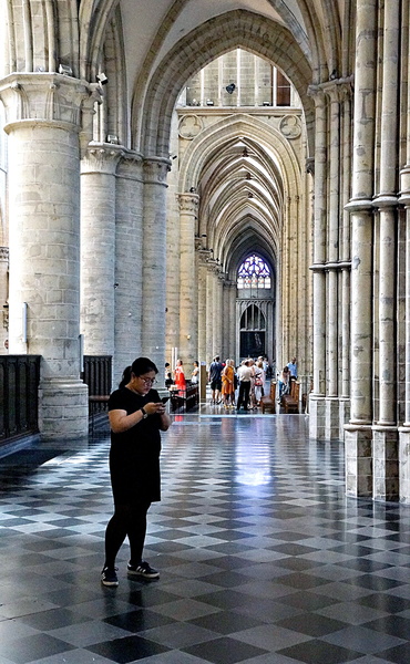 Lone Explorer in a Grand Cathedral