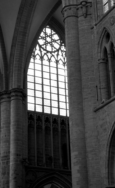 Gothic Cathedral's Interior: Vaulted Ceilings and Stained Glass
