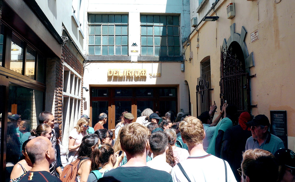 Community Gathering Outside a Building in Brussels, Belgium