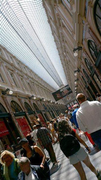 Busy Shopping District in Brussels, Belgium