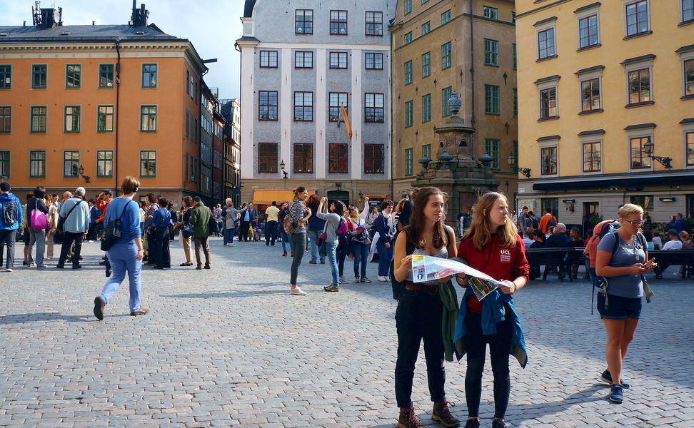 Vibrant Square in Stockholm, Sweden