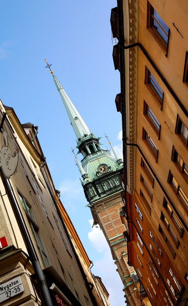 Vivid Street Scene in Stockholm