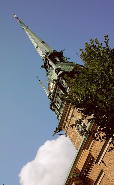 Historic Church Spire in Stockholm, Sweden