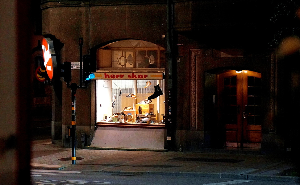 A Quiet Night in Stockholm: A Shop Waits for Tomorrow