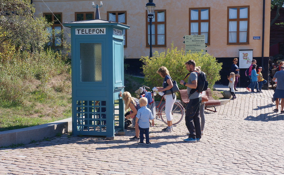 Roadside Telephone Booth on a European Street