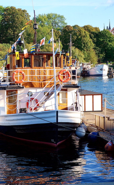 Scenic View of a Classic Steamboat on the Stockholm Canals