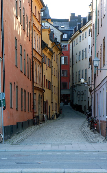 Narrow European Alley in Stockholm, Sweden