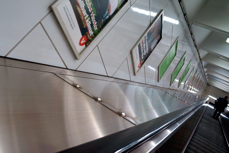 A Modern Subway Escalator in Stockholm, Sweden