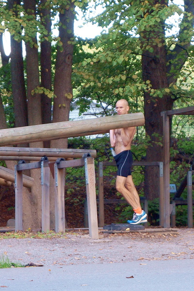 Workout in a Rustic Park