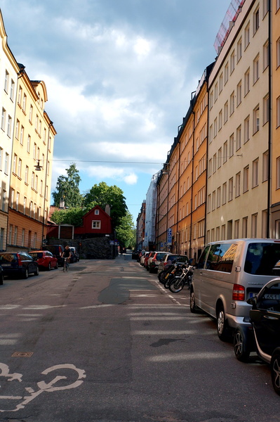 Street View of a Residential Area in Stockholm, Sweden