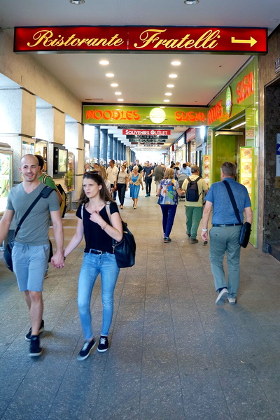 A Couple Walking Through a Shopping Mall in Vienna, Austria