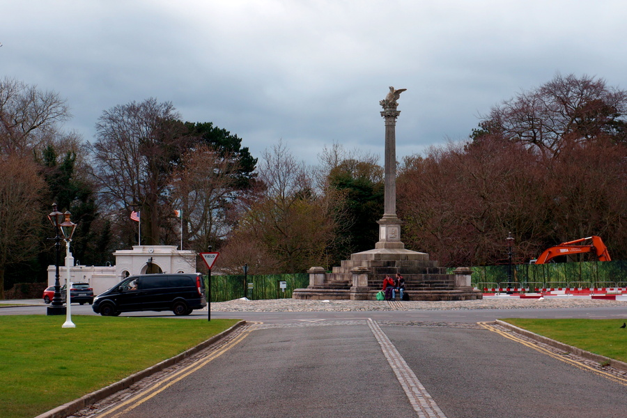 A Panoramic View of a Monumental Square with Construction and Ceremonial Elements