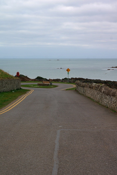 Coastal Road Leading to the Sea on a Sunny Day
