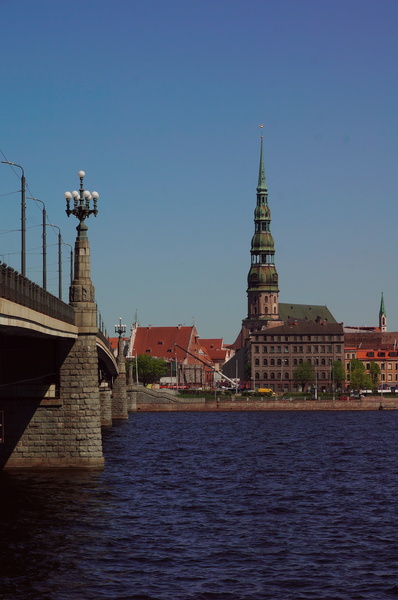 Riga's Old Town Bridge and Cathedral