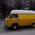 Euro-Style Yellow Van on a City Street
