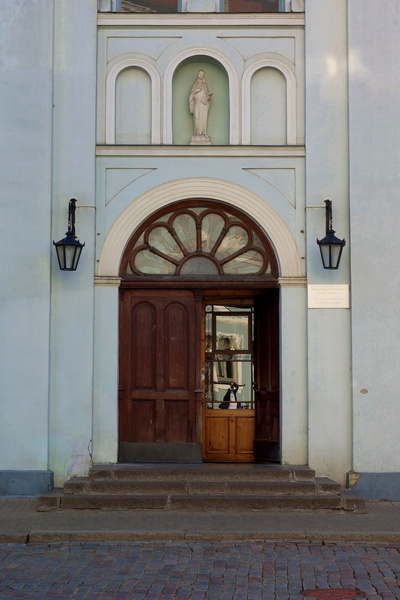 Antique Church Door with a Steeple in Riga, Latvia