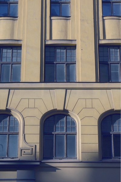 Historic Riga Facade with Art Deco Elements